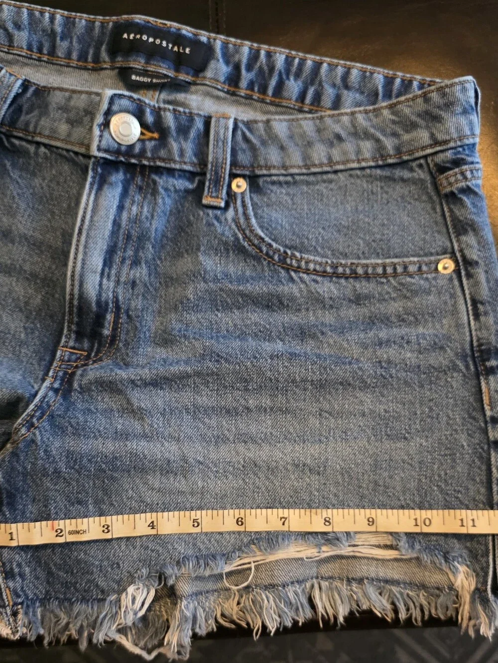 Aeropostale Denim Baggy Shorts in Light Blue with Contrast Stitching